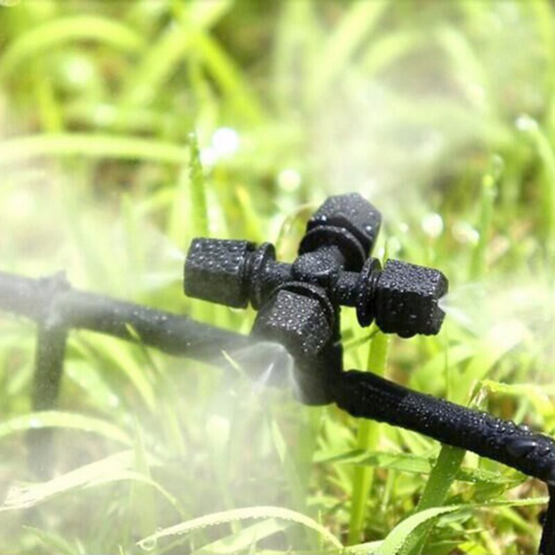 Tuin Cross Verstoven Nozzle 6mm Interface Water Fog Kas Mist Nozzle Tuingereedschap en Apparatuur 100 Pcs