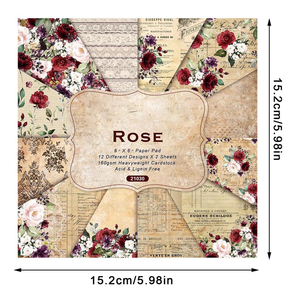 Patterned Paper Pads For Crafts 24pcs Scrapbook Paper Pad Of Old Looking Decorative Paper For Crafts 6.0x6.0in For DIY Scrapboo