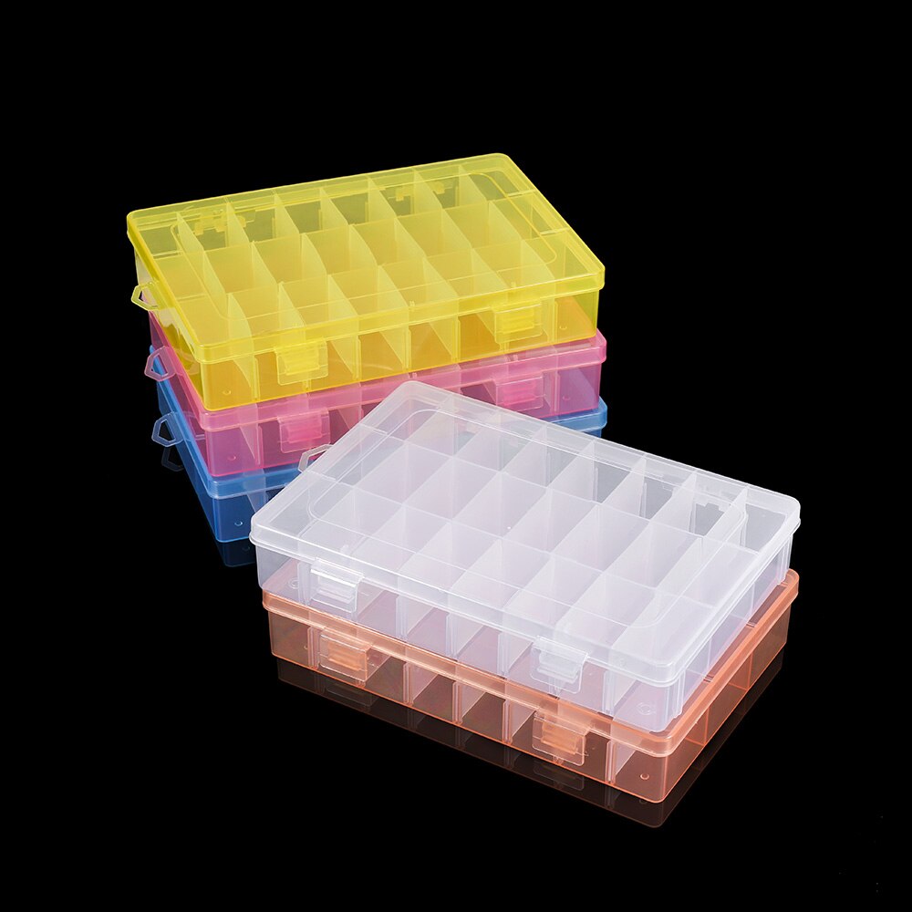 24 Grids Adjustable Plastic Jewelry Beads Accessories Storage Boxs Case Jewelry Display Beads Earring Making Organizer Container