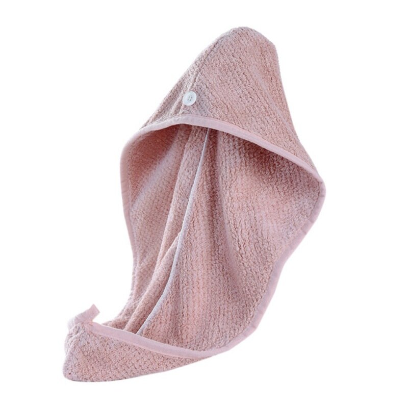 Hårpleje koral fleece hår tørrer håndklæde super absorberende twist hår wrap wrap cap turban hat til krøllet langt og tykt hår: Lyserød