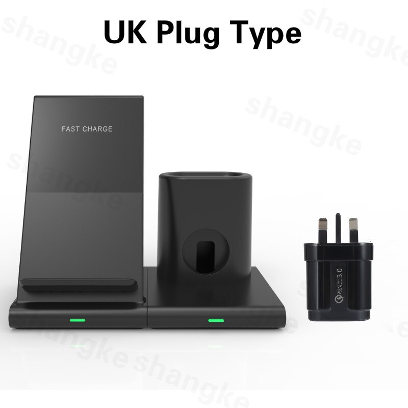 Wireless charger 3-in-1 wireless charging dock for Apple Watch Apple Watch, Airpods, detachable and magnetic charging station: black  UK