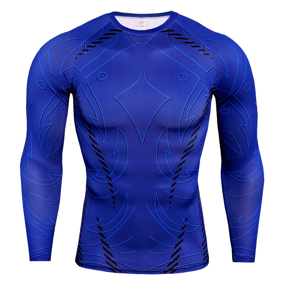 Men's Thermal Cold Gear Quick Dry Compression Mock Cycling Underwear Long Sleeve T Shirts: L / Blue