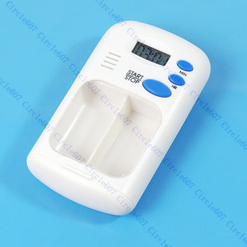 White LCD Digital Pill Box Timer With Electric Alarm Medicine Pill Case 2 Grids X5XC