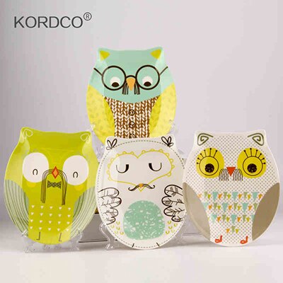 Talerz taca śniadaniowa ciemny suma płyta i kreatywne kreskówki sowa przekąnarty talerz talerz na owoce ozdobny talerz załadowany cztery darmowa wysyłka: Default Title