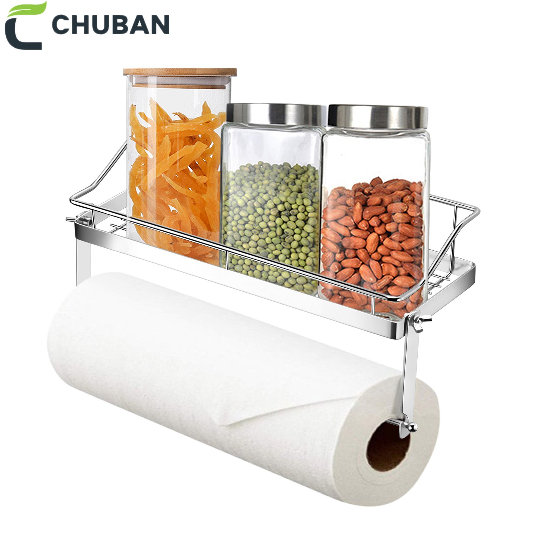 CHUBAN Multifunctional Stainless Steel Non Perforated Paper Towel Storage Rack In Bathroom, Toilet and Kitchen Towel Rack A125
