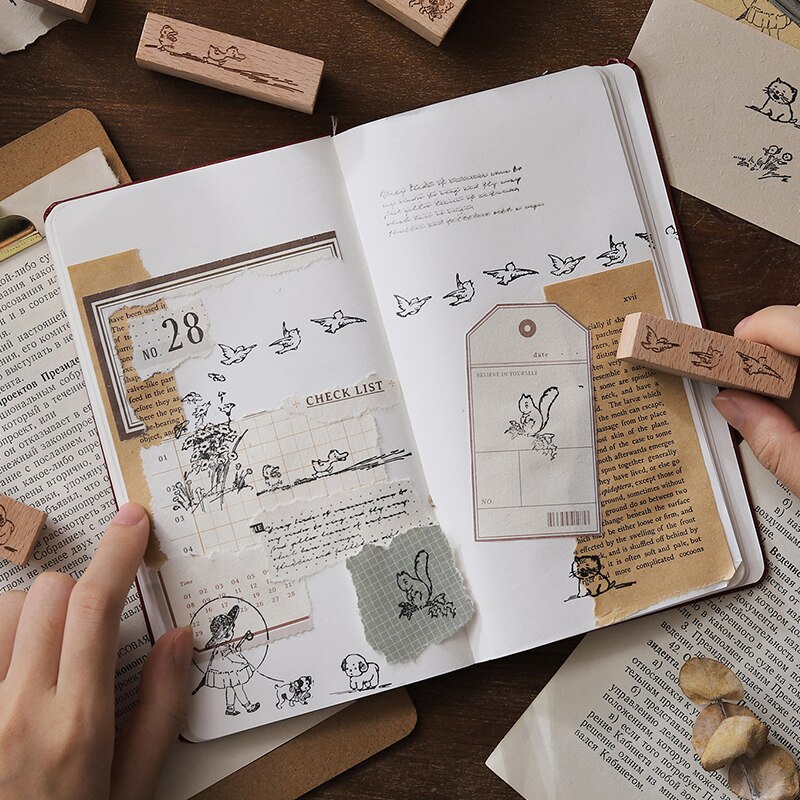 Pastorale poésie série décoration timbre rétro en bois caoutchouc timbres pour scrapbooking papeterie bricolage artisanat standard timbre