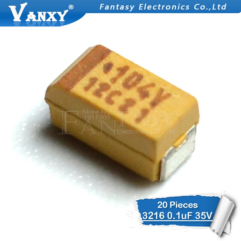 20 stücke EIN 3216 0,1 uF 100nF 35 V 104 V SMD tantal kondensator
