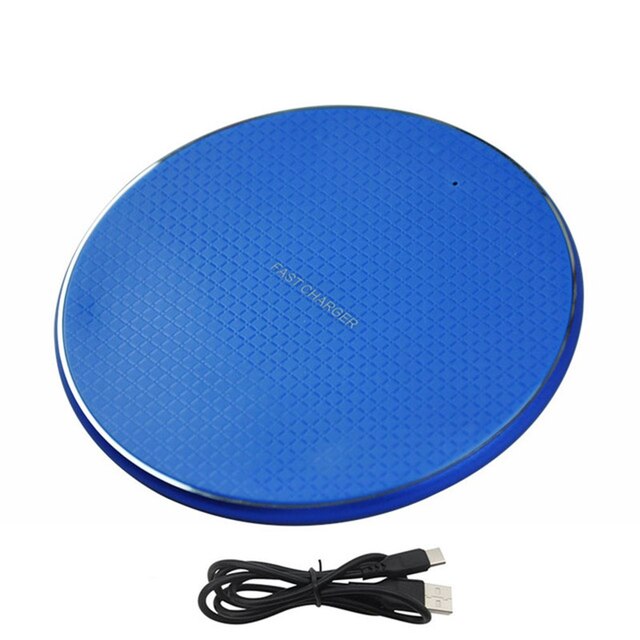 10w K8 rond métal sans fil chargeur téléphone portable efficace Induction chargeur sans fil chargeur: blue
