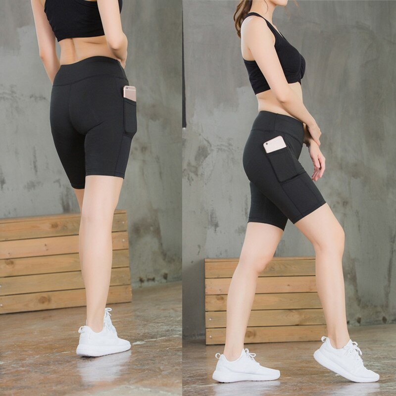Dame sportsshorts elastiske åndbare sidelommer stramme femte bukser til sport  do2