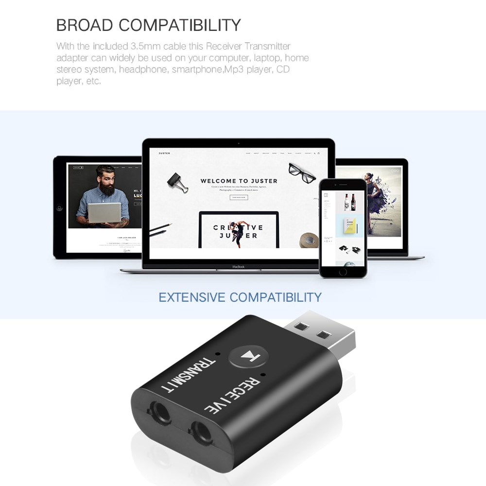 Bluetooth 5,0 Kit de coche de Audio tx rx 2 en 1 transmisor receptor de aptx AUX adaptador USB RCA Jack de 3,5mm para auriculares TV Auto