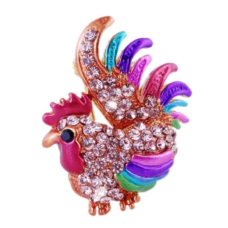 Vintage Kleurrijke Strass Kip Broche Dazzling Zirkoon Haan Animal Broche Voor Vrouwen Party Sieraden Jas Accessoires: Default Title