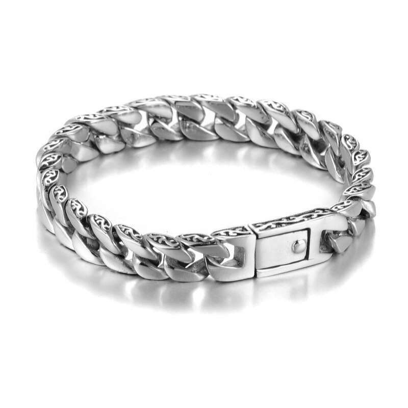 Braccialetto da moto Punk Totem retrò in metallo di alta qualità da uomo: 10184-Silver