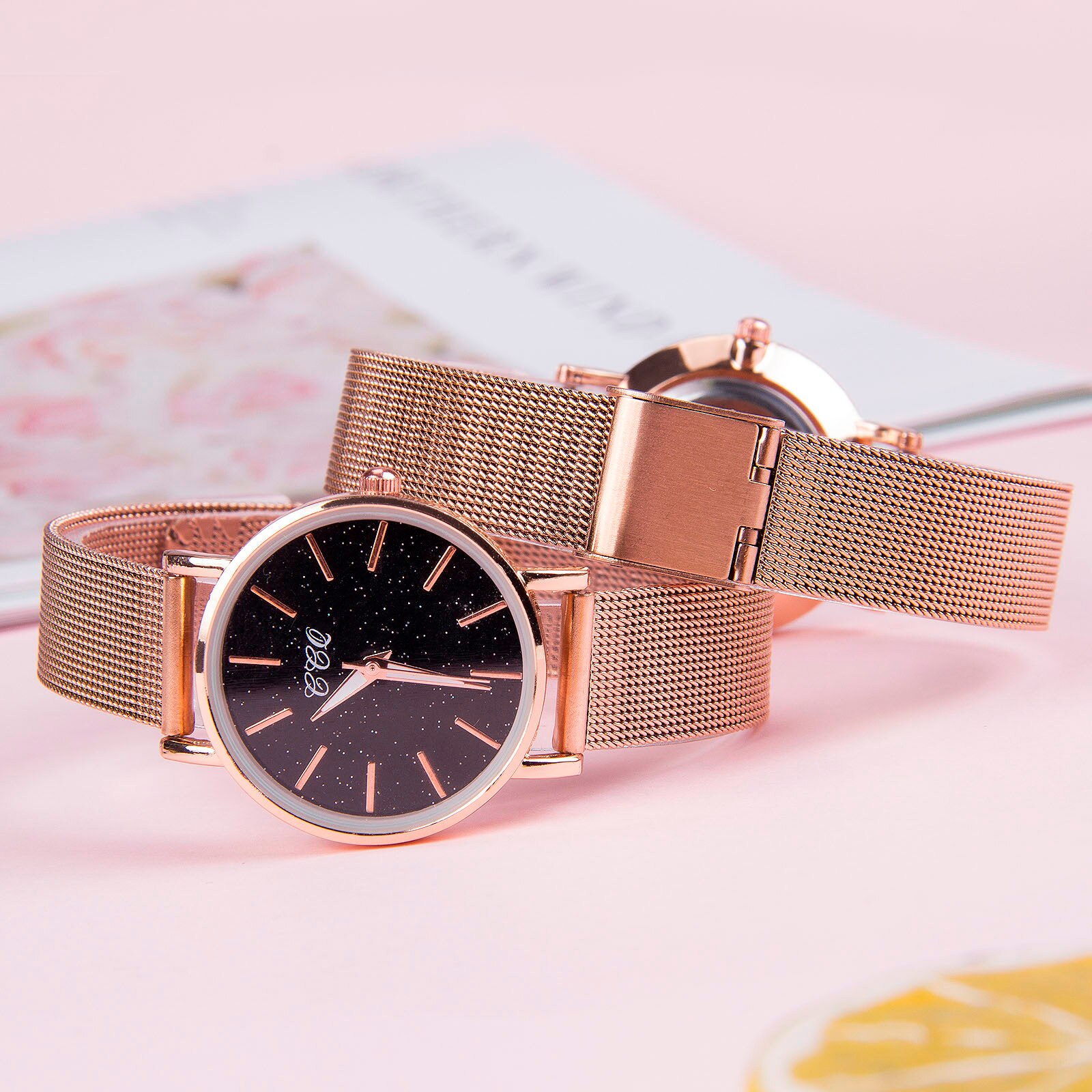 femmes montres aimant boucle de luxe en acier inoxydable bracelet Quartz montre dames Simple montre-bracelet petite amie
