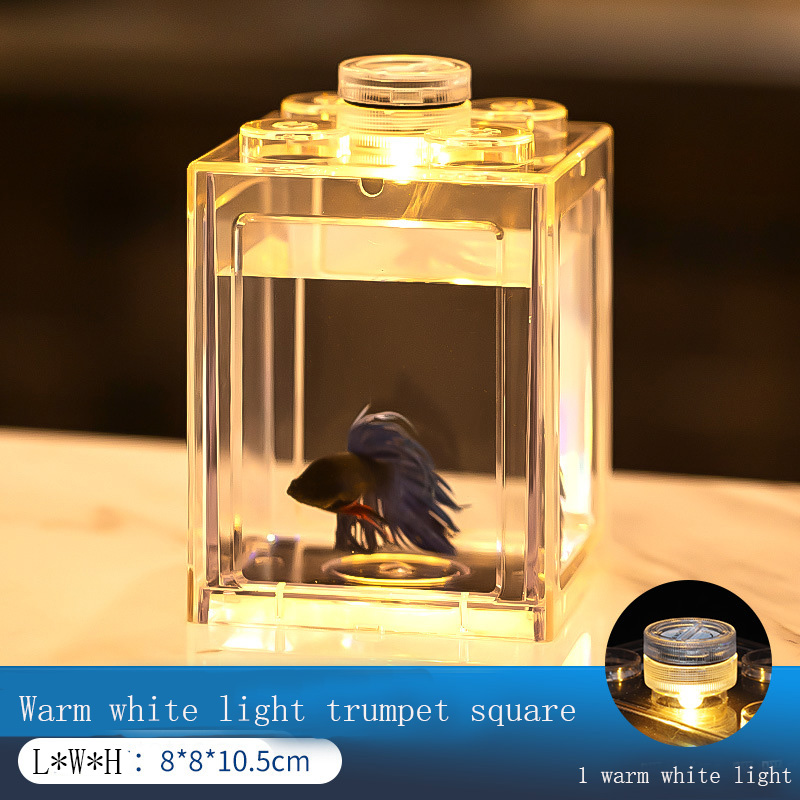 Minni Betta-pecera para tortugas, reptiles, medusas, peces dorados, camarones, bolas de musgo, insectos, caja de Decoración de mesa, suministros para acuario: Blanco