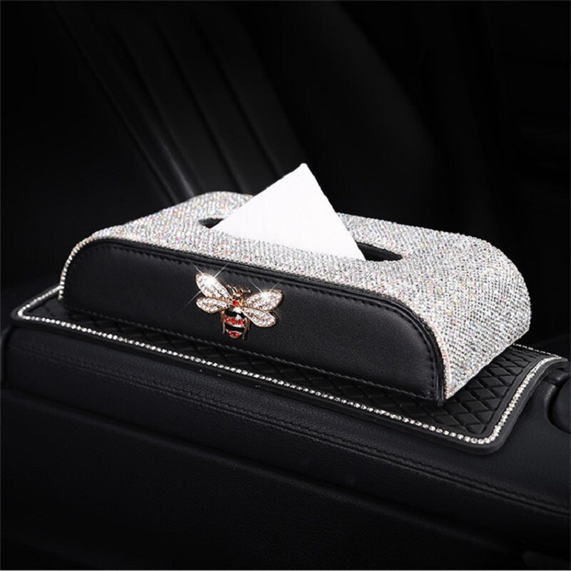 Caja de pañales para Interior de coche, accesorios de decoración de diamantes de cristal, 1 Uds.