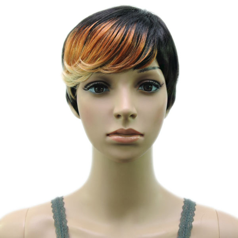 Hairjoy synteettiset hiukset muti väri otsatukka korkean lämpötilan kuitu nainen lyhyt peruukki 18 väriä saatavilla