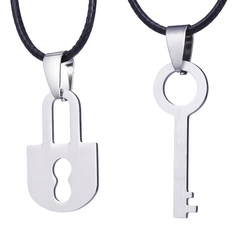 De acero inoxidable blanco negro Gato Kitty colgante rompecabezas collar a juego de la cadena para amante pareja de San Valentín
