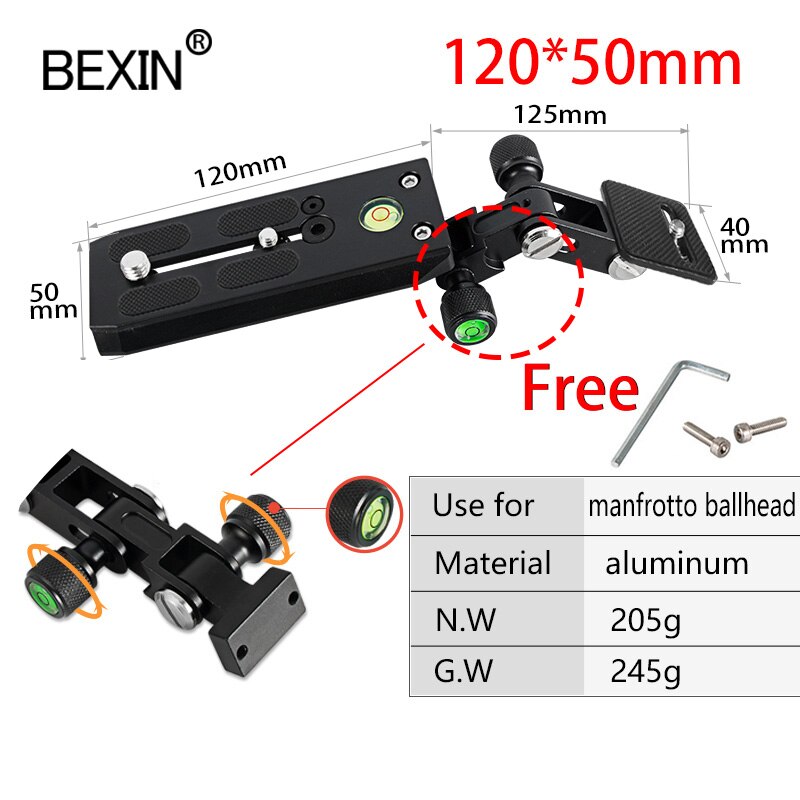 Lange Telephot Lens Ondersteuning Adapter Beugel Lange Focus Lens Camera Houder Ondersteuning Quick Release Plate Voor Manfrotto Statief: 120x50mm