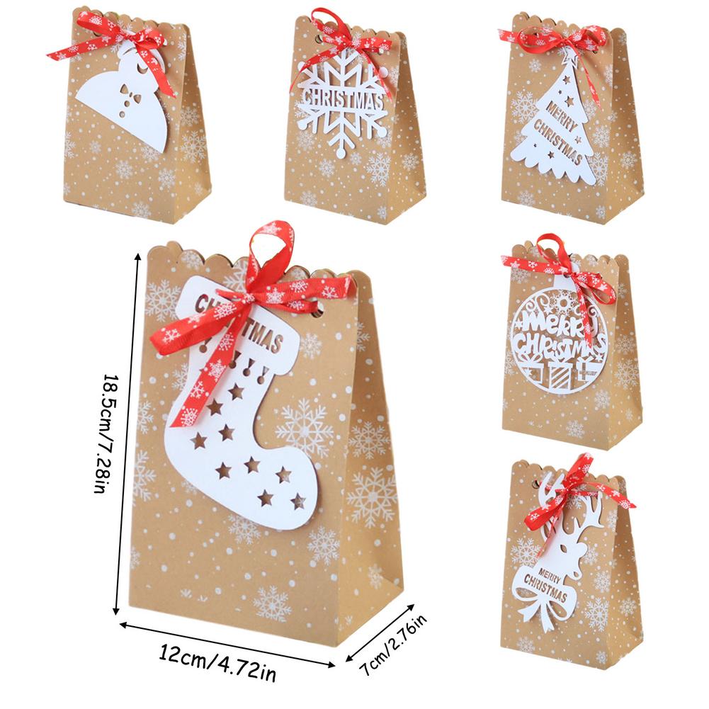 24Pcs Kerst Zakken Behandelen Kinderen Of Gasten Bag Kerst Kraft Pouch Candy Verpakking Novel Decoratie Vrolijk Xmass Natal