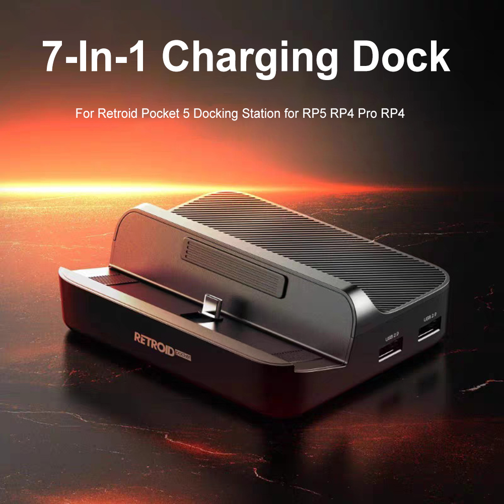 7-In-1 Charging Dock for Retroid Pocket 5 Docking Station PD Charging HDMI-Compatible Charger Dock Station for RP5 RP4 Pro RP4