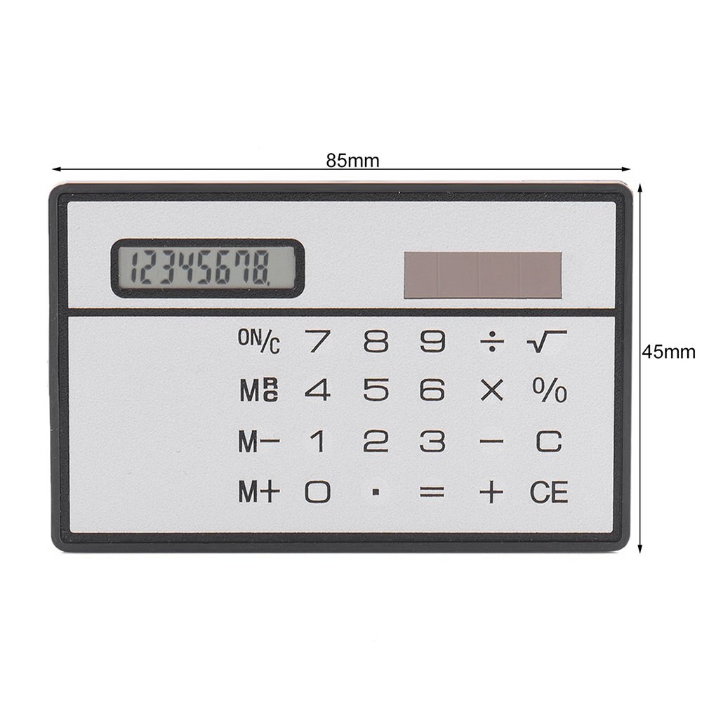 1PCs Mini Calculator Ultra Thin Credit Card Sized 8-Digit Portable Solar Powered Pocket Calculators Office School Supplies