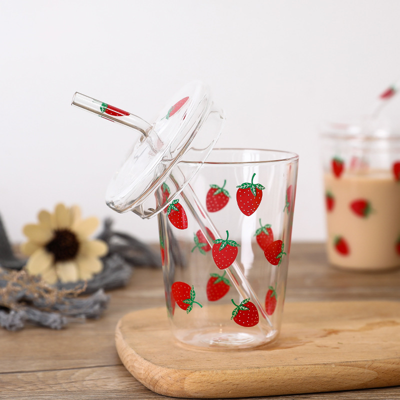 Tumblers med lock och sugrör glas 12 oz vattenflaska resemugg för vatten, saftglas kopp och klart lock halm: Default Title