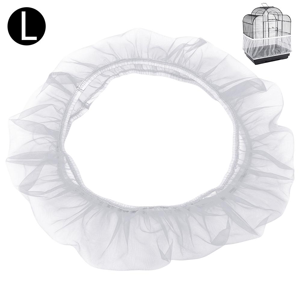 Nylon Mesh Bird Cage Cover Shell Skirt Net Easy Cleaning Seed Catcher Guard Bird Cage Accessories Airy Mesh Parrot Bird Cage Net: White L