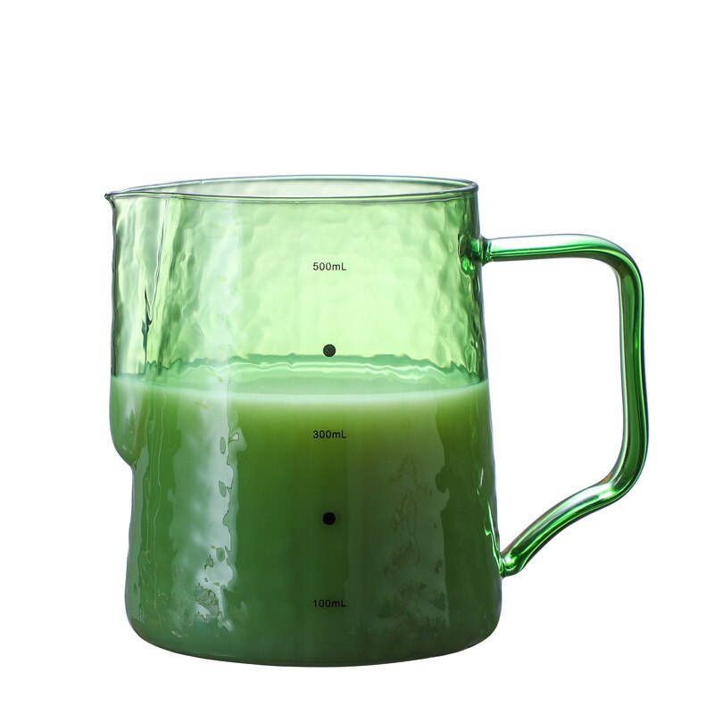 Milk Frothing Jug 500ml Glass Milk Pitcher Cup Barista Milk Jug and Latte Decorating for Making Coffee Cappuccino Frothing Milk: Green