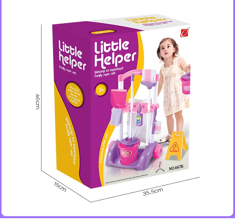 Children's pretend play house blocks little helper simulation clean kit broom mopping vacuum cleaner sanitary washing machine