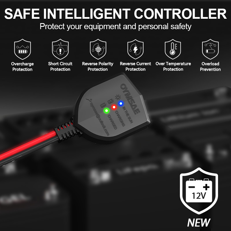 Ładowarka solarna oymsae 30w 12v ładowarka i urządzenie podtrzymujące akumulatory do samochodów, łodzi i aut