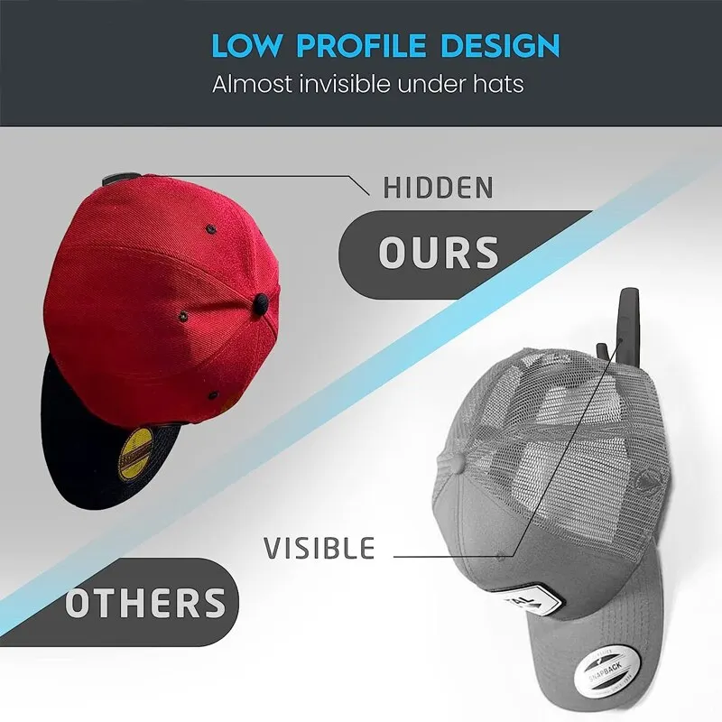 Soporte para gorras, gancho para gorra de béisbol, soporte para sombrero de Simple negro, estante de almacenamiento para collares y auriculares, armario para ropa, 10 Uds.