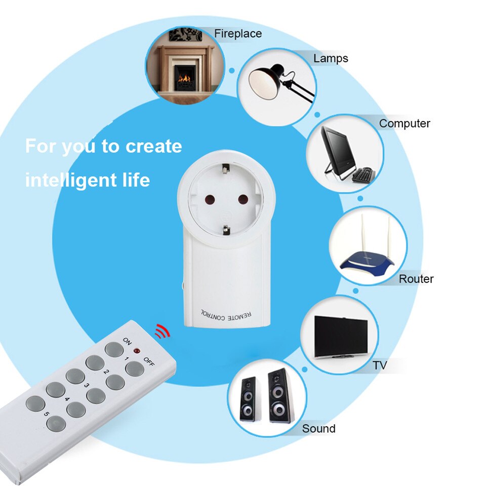 Draadloze Smart Afstandsbediening Stopcontact Lichtschakelaar Eu Standaard Plug Universele 433Mhz Stopcontact Socket Ondersteuning Broadlink