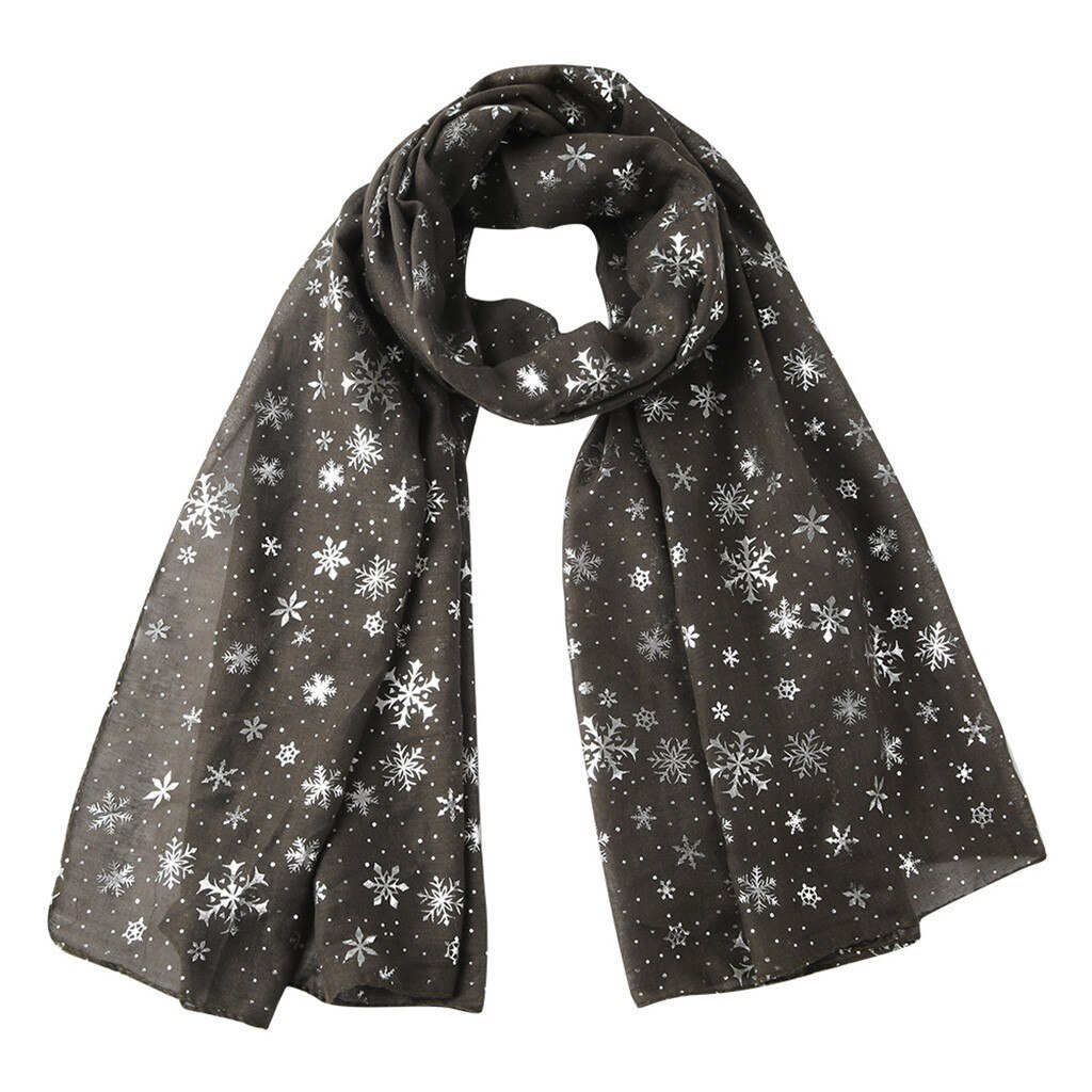 Winter Chiffon Scarf Women Snowflake Print Scarves Long Neck Wrap Christmas for Women Scarves foulard femme