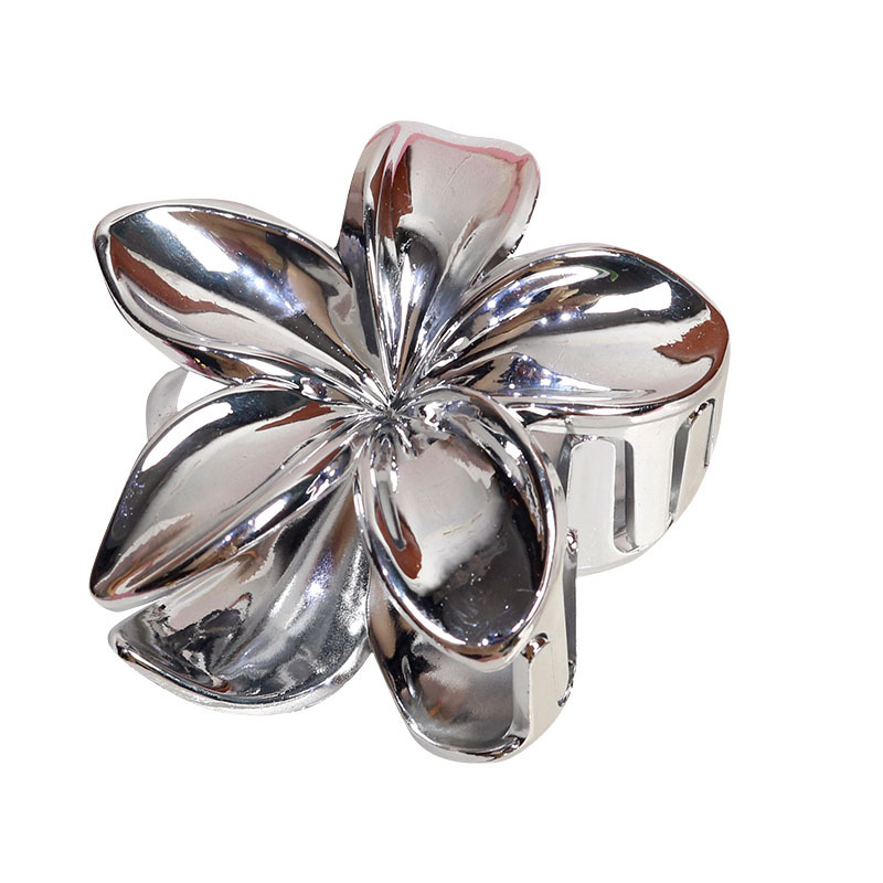 Stor Metall Guld Silver Blomma Hårklämma för Kvinnor Stor Hårkrabba Klämma Hästsvans Huvudbonad