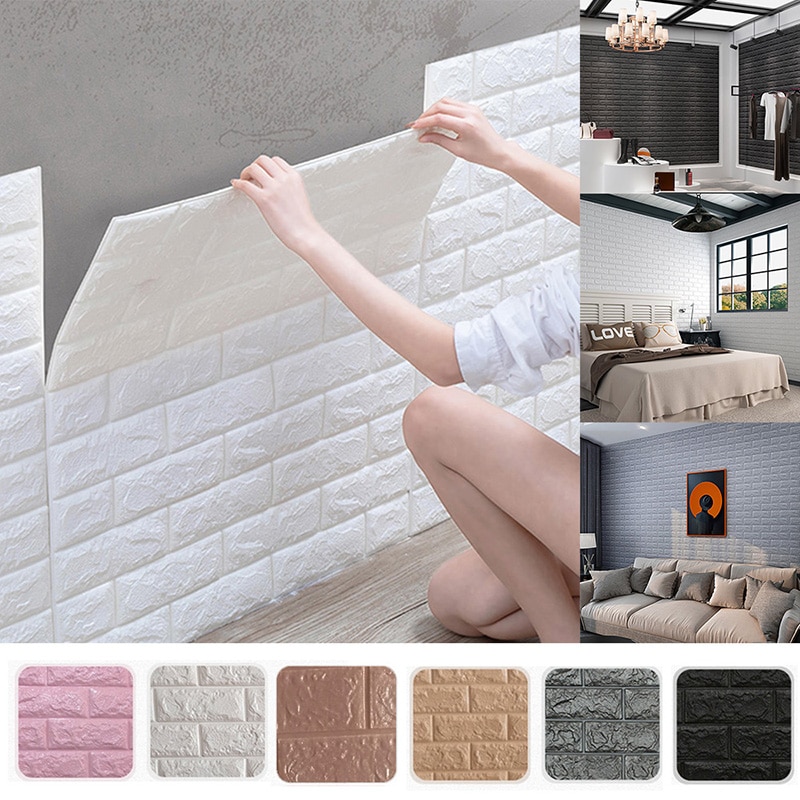 Självhäftande 3d väggdekal imitation tegel marmor präglad diy heminredning tapet barnrum kök sovrum