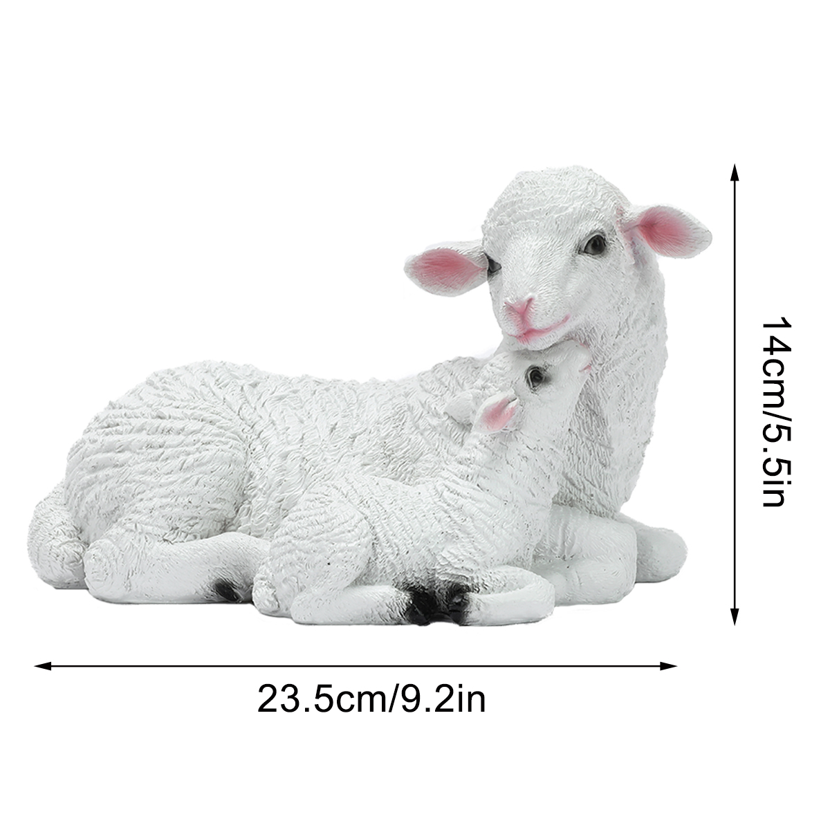2 pçs estatueta de resina cordeiro ornamento decoração para jardim farmyard cordeiro artificial mãe bebê ovelhas esculturas ao ar livre para jardim