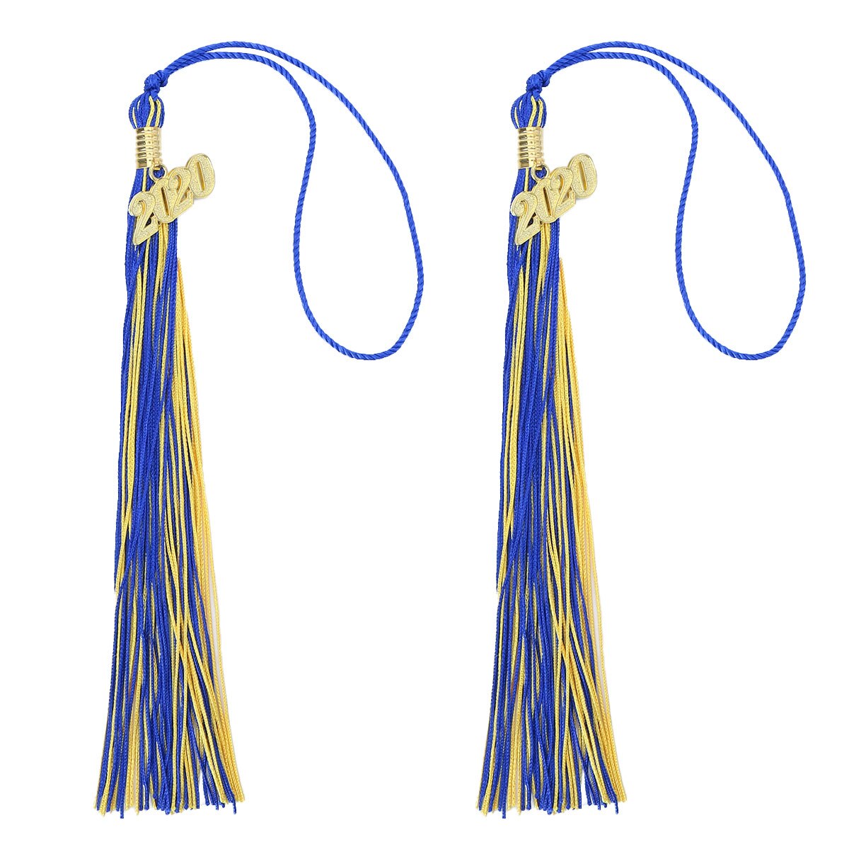 chapeau de Graduation gland avec ans breloques cérémonies accessoires unisexe pour l'école remise des diplômes cérémonie fournitures de fête: Blue Gold