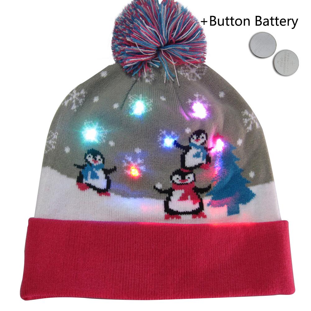 Europæisk og amerikansk juledag glødende hat førte farverige lysstrik uldhue jul hat: 04