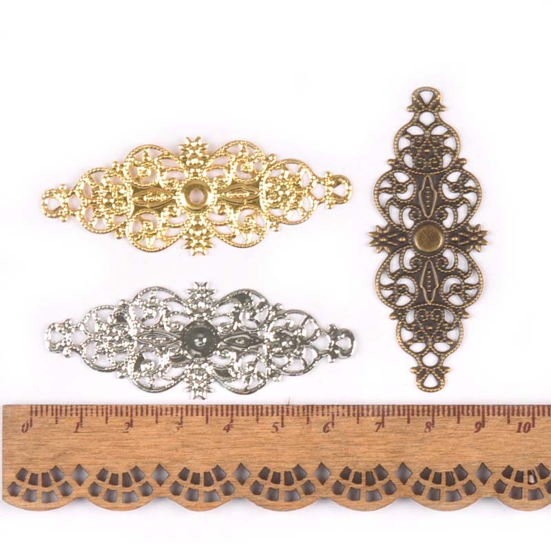 Bronze Tone Flower Filigree Connectors Wraps Embellishments For Scrapbook Home Decoration DIY Metal Crafts Supplies 10Pcs yk0734: mix