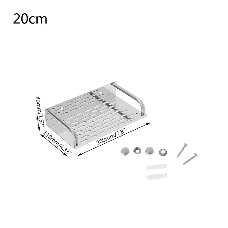 Stainless Steel Kitchen Bathroom Shelf Wall-mounted Storage Rack Single Layer W329: 20cm