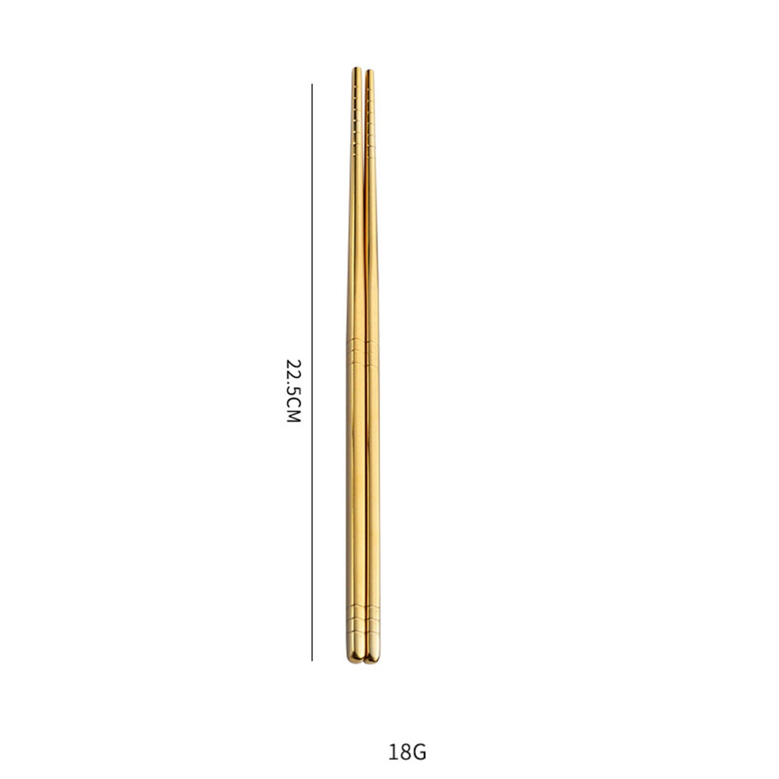Baguettes en acier inoxydable, 1 paire de baguettes en métal de Style coréen vaisselle de table Portable réutilisable: Golden
