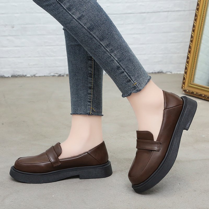 Herfst dames loafers plateau schoenen lage hakken oxford schoenen zwarte instappers damesschoen comfortabele zapatos mujer lente 8805n