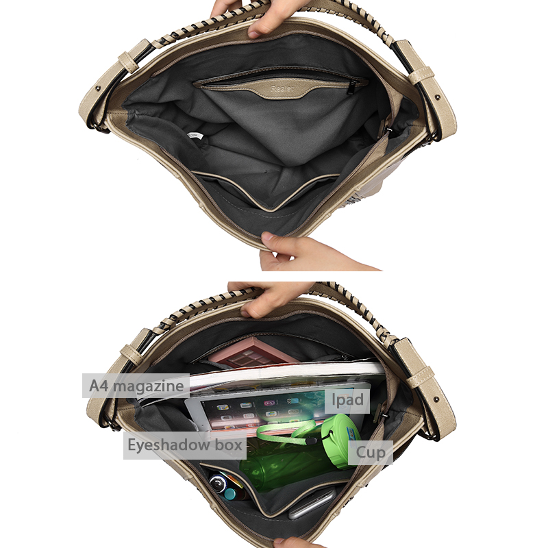 REALER frauen schulter umhängetaschen weibliche casual totes damen handtaschen große kapazität Niet Messenger top-griff taschen