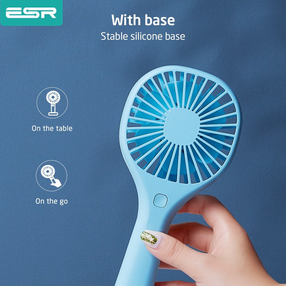 Esr Handheld Fans Usb Mini Fans Met Base Portable Cooling Fans 2000Mah Desktop Outdoor Reizen 3 Speed Verstelbare Oplaadbare