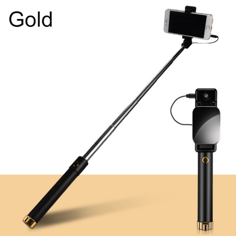 Selfie Stick Extendable Handheld Self-portrait Holder Monopod Stick For Cell Phone Extendable Folding: Yellow