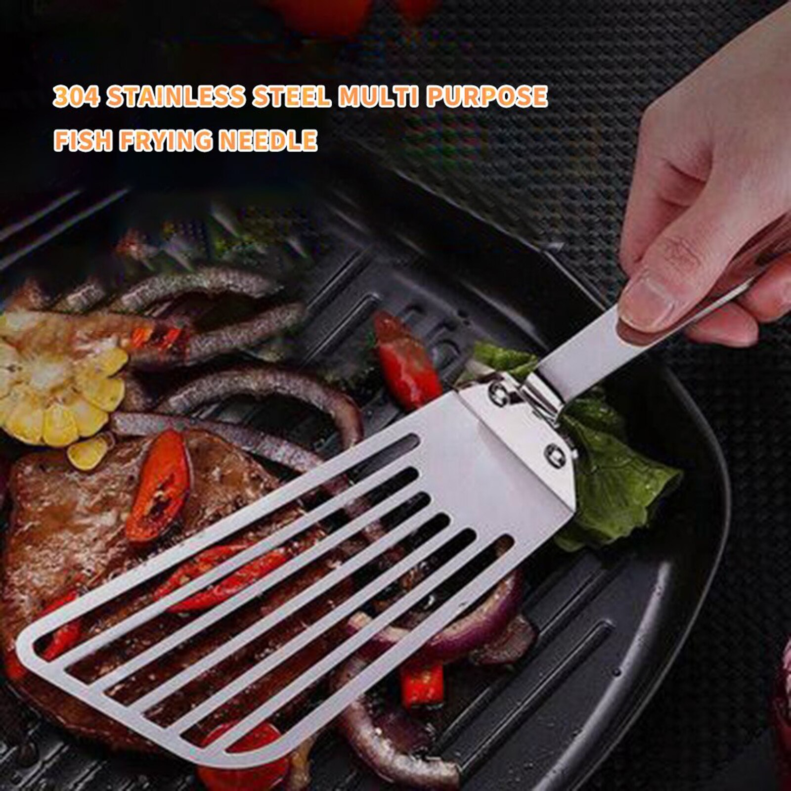 Multifunctional Slotted Frying Spatula Steak Shovel Fish Hollow Multipurpose Wooden Handle Long Time Use Kitchen Tool
