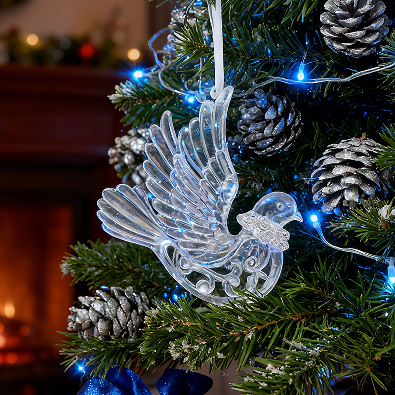 Acrylic Christmas Ornaments Clear Flying Unicorn Bird Elk Snowflake Xmas Tree Hanging Pendants Year Home DIY Decoration