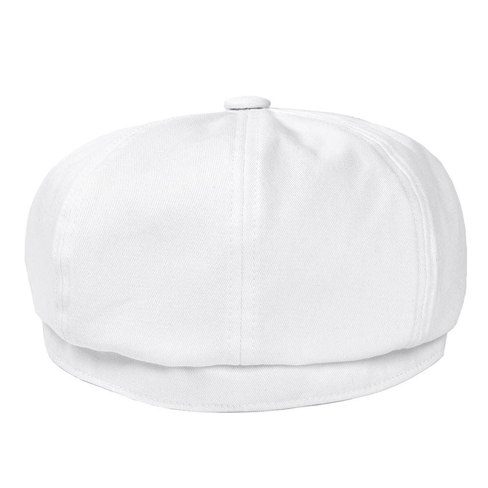 BOTVELA White Twill Cotton Newsboy Cap for Men Women Classic Cabbies Driver Apple Caps Gatsby Flat Hat Baker Boy Headpiece 003