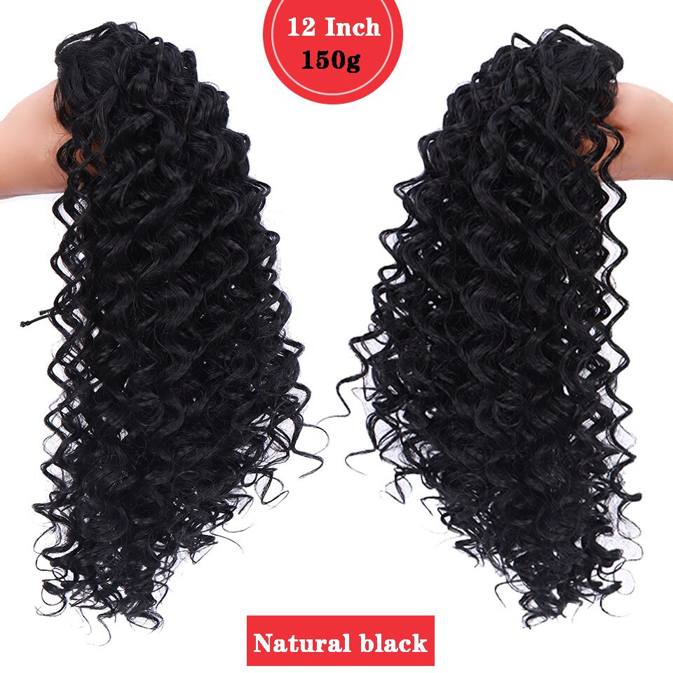 Afro Kinky Curly Wig Ponytail African Small Volume Fluffy Black Chemical Fiber Elastic Net Ponytail