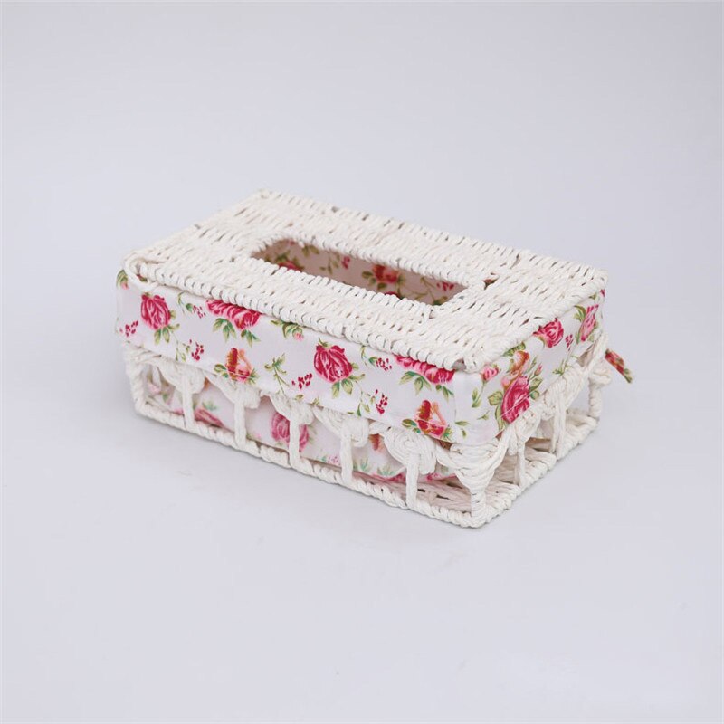 1Pc Handmade Bamboo Weave Tissue Box Household Paper Storage Basket Home Decoration: style9